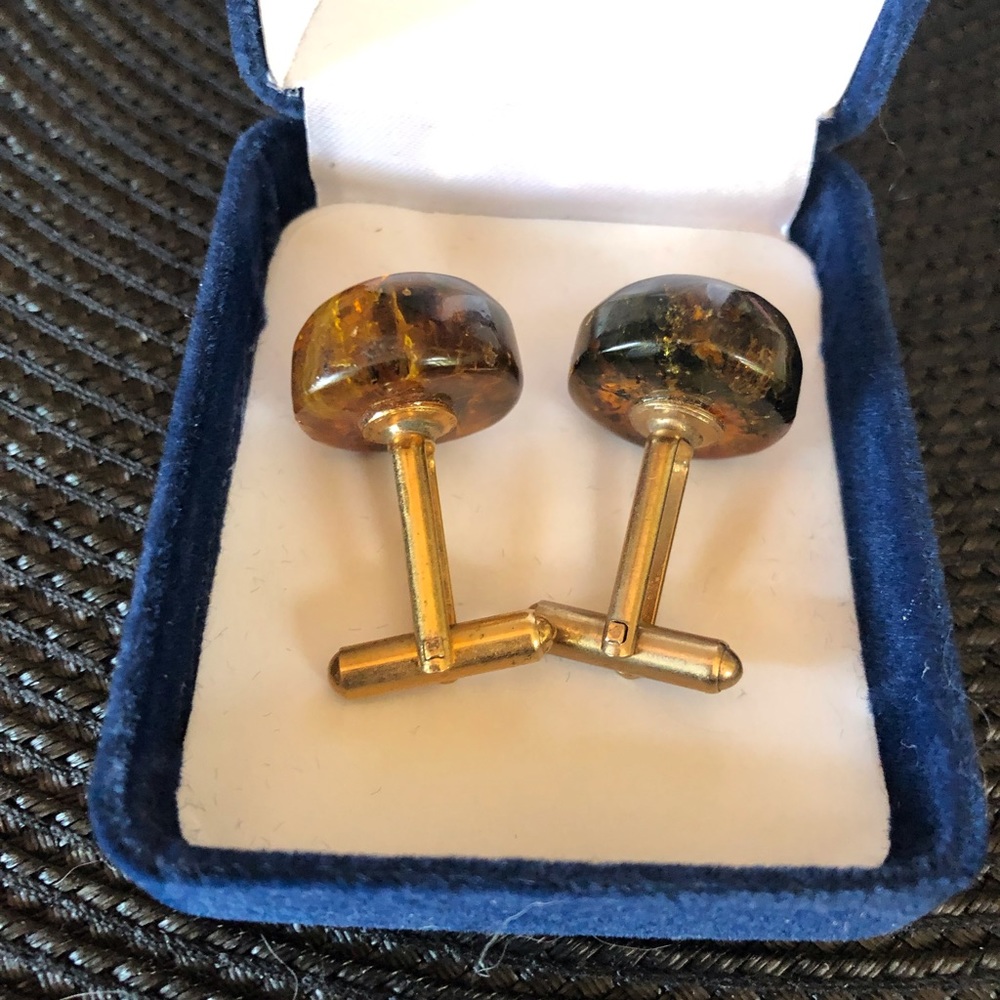 Vintage Unisex Mexican Quartz & Gold Cufflinks - Picture 6 of 8